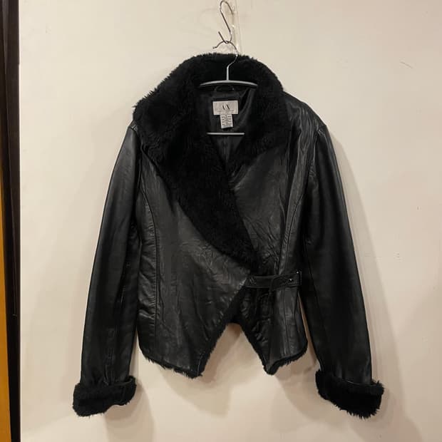 아르마니 익스체인지 레더 퍼자켓