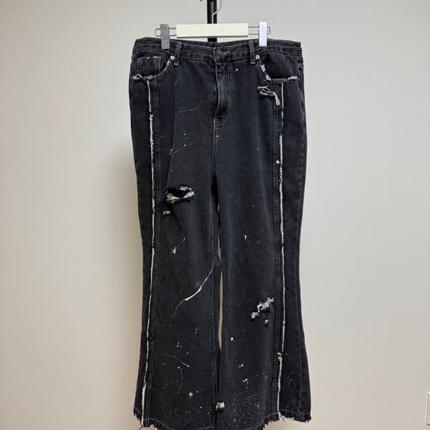 빈티지 와이드 플레어 블랙진