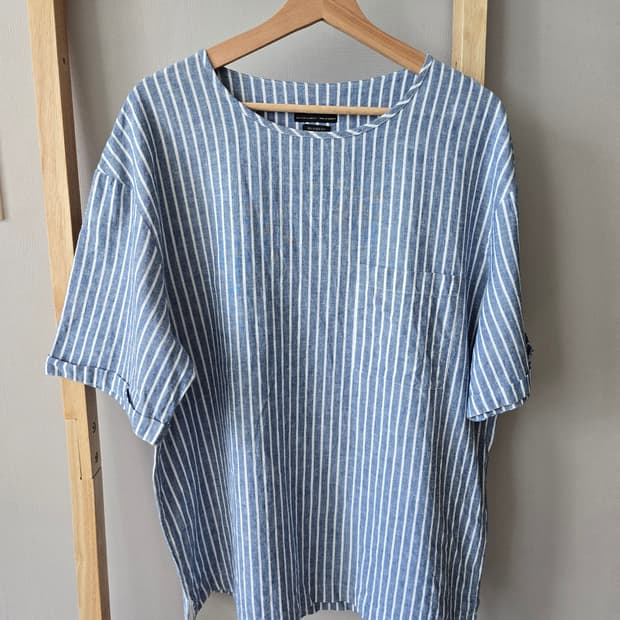 자라 린넨 스트라이프 셔츠 XL