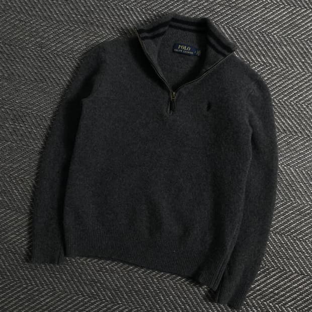 폴로 랄프로렌 우먼스 그레이 하프집업 니트 스웨터 y 3910