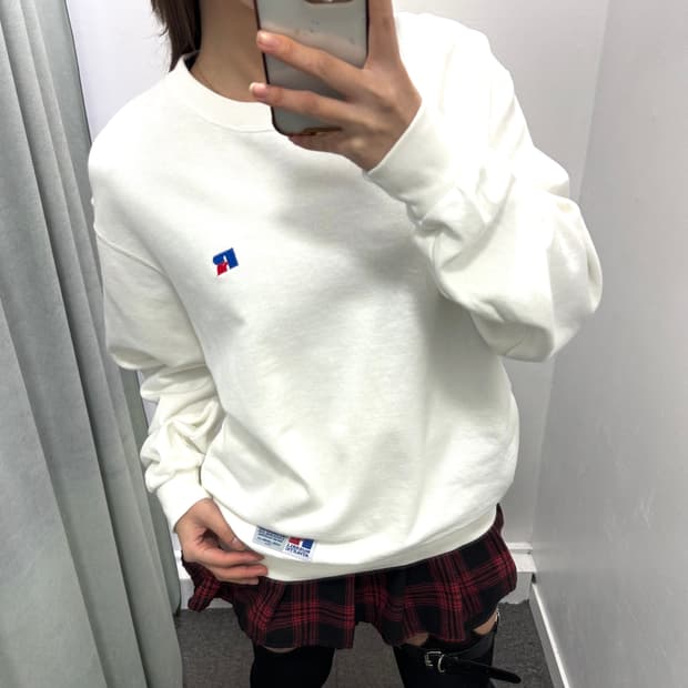 Russell Athletic 화이트 로고 맨투맨