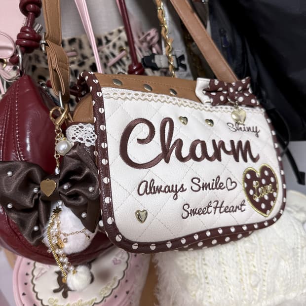 Charm 가방 핀터레스트 도트 리본 챰크로스 리즈리사 트랄라라 라떼갸루