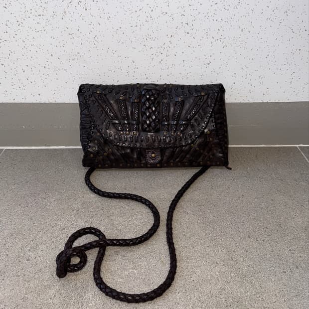 All Saints python stud stitch cross bag
