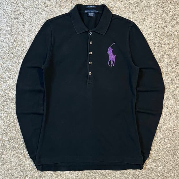 폴로 랄프로렌 빅포니 로고 바이올렛 PK 긴팔 카라티 블랙