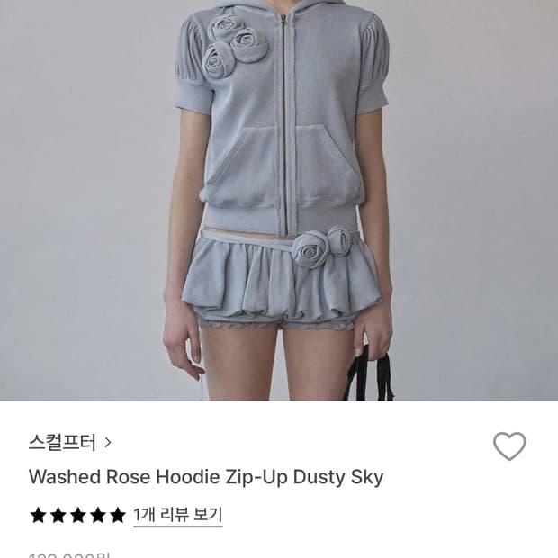스컬프터 로즈 포인트 반소매 후드 집업 