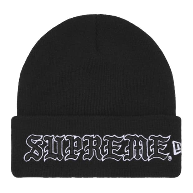 슈프림 뉴에라 올드 잉글리쉬 비니 블랙 -25fw