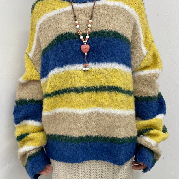 니코앤드 스트라이프 부클 니트