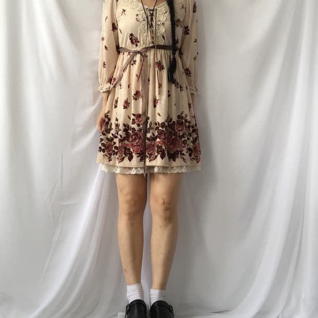 Lest rose velvet onepiece