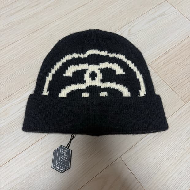 스투시 빅 링크 커프 비니 블랙