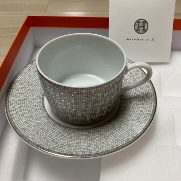 에르메스 모자이크 24 플래티넘 티컵 & 소서