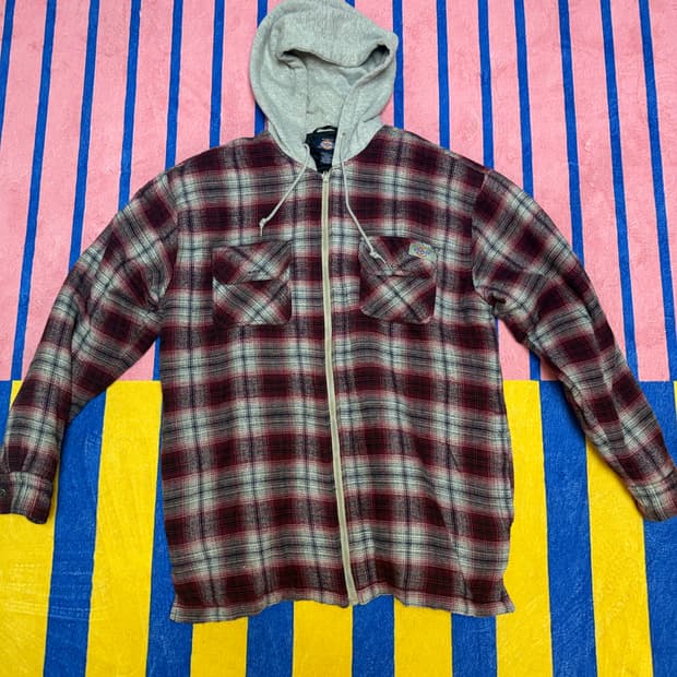 디키즈 후드집업 체크자켓 L size