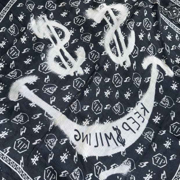 (OS) 필립플레인 모달 실크 달러 머플러 블랙