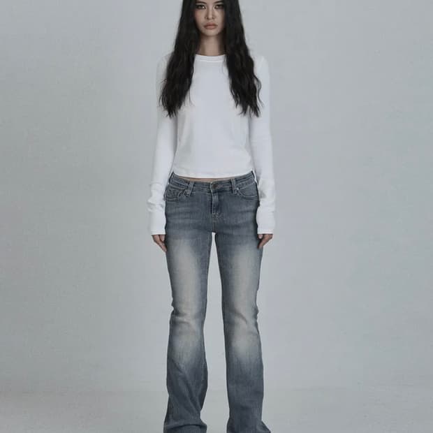 오도어 빈티지 로우 진 블루 2사이즈 부츠컷 데님