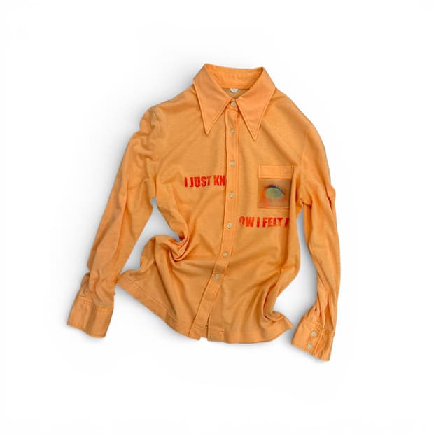 Orange Lettering Pocket Slim Shirt