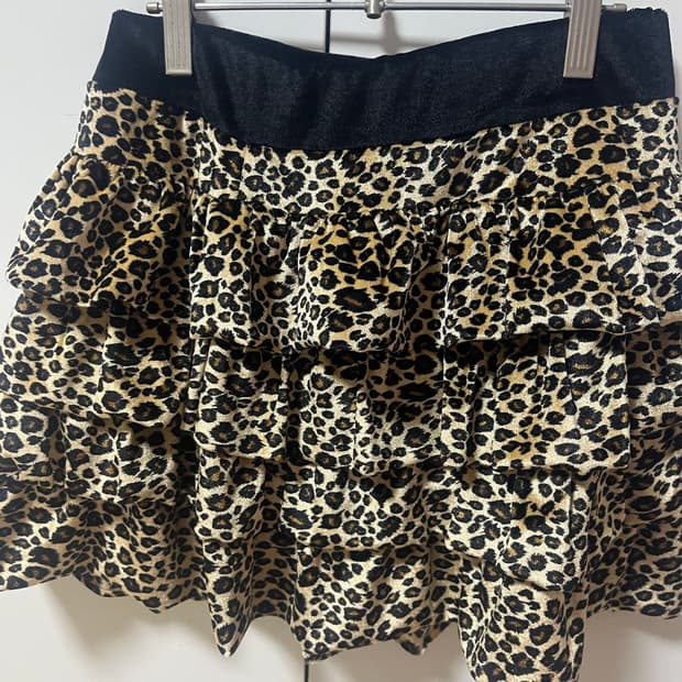 빈티지 호피레오파트 캉캉미니스커트 프릴 갸루 오네갸루