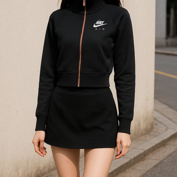 나이키 에어 블랙 여성 크롭 트랙탑 져지_M