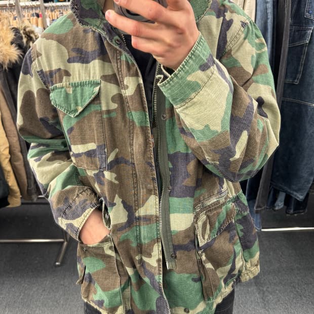 M)Post overalls 빈티지 밀리터리 패턴 야상 자켓