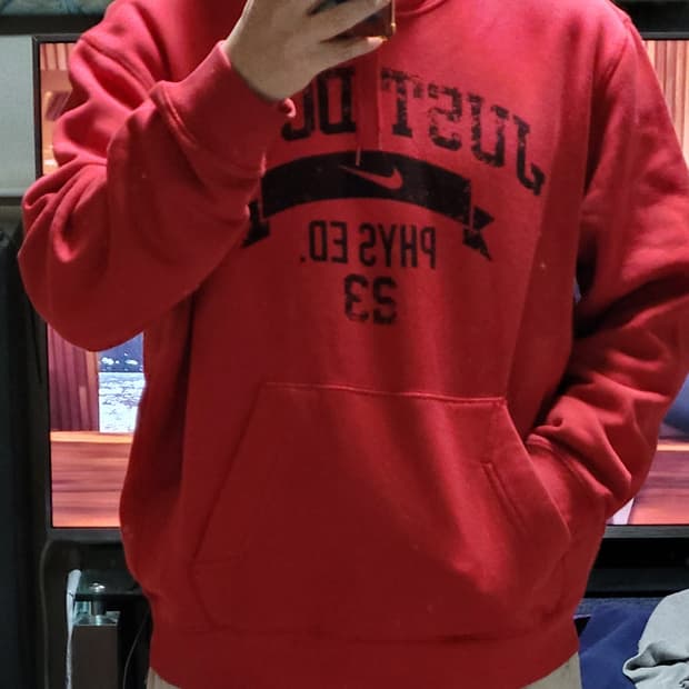 나이키 JUST DO IT 빨간색 후드티 L