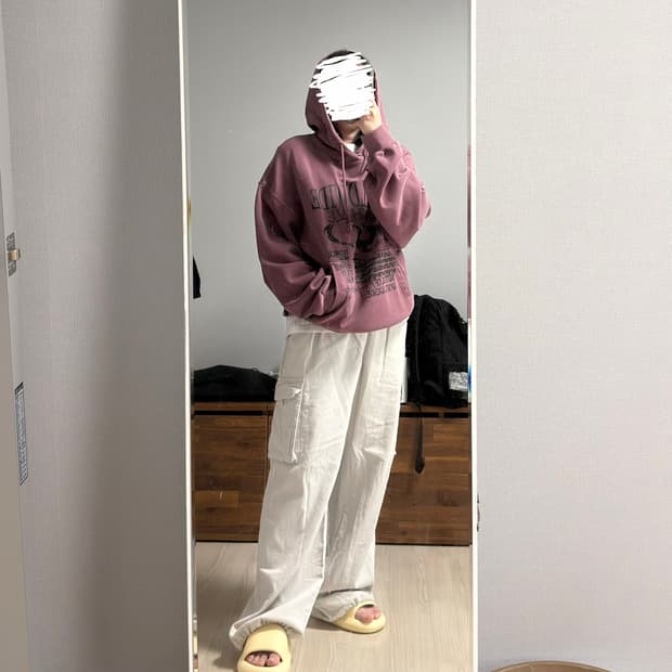 코드그라피 워싱 후드티 인디핑크