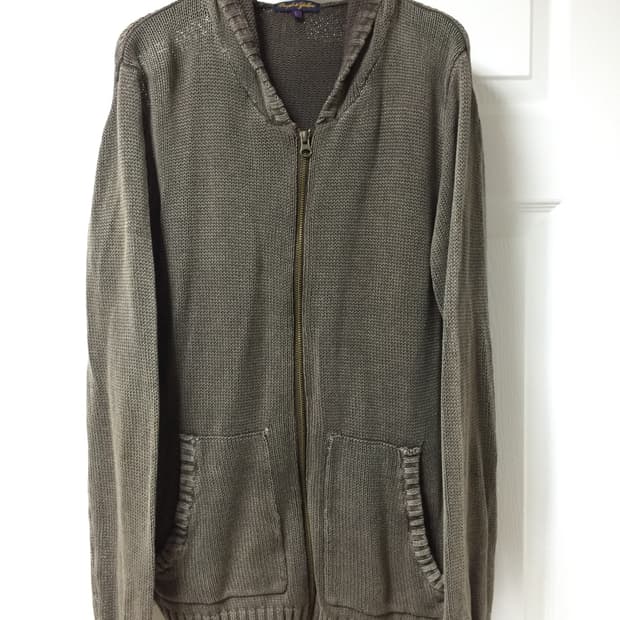 Purple&Yellow 투웨이 빈티지 니트 후드집업 L