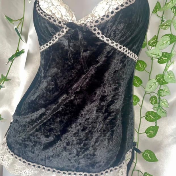 일본 빈티지 에메필 벨벳 레이스 슬립 로걀탑 나시 공겜여주 오네갸루