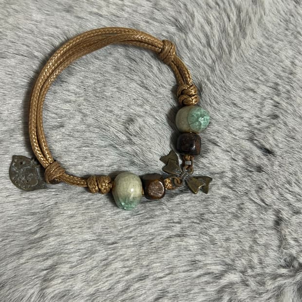 엔틱 가죽 비즈 그런지 오리엔탈 빈티지 팔찌 