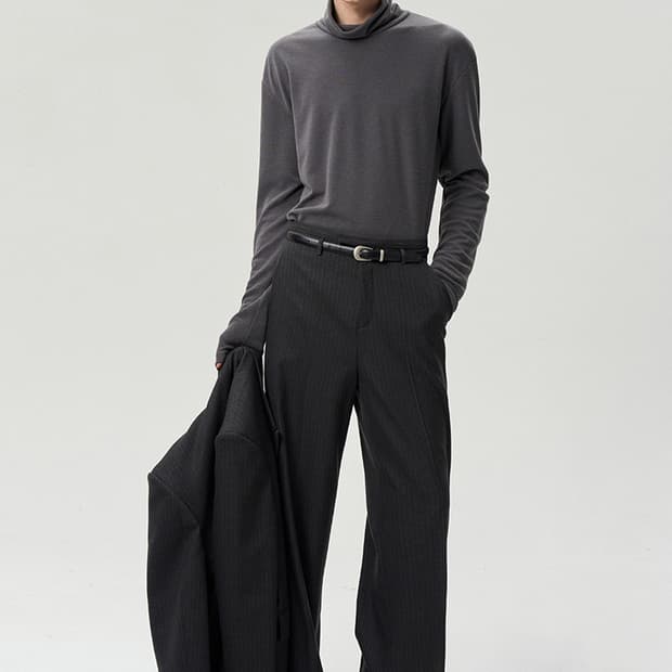 RE RHEE 스트라이프 스트레이트 트라우저