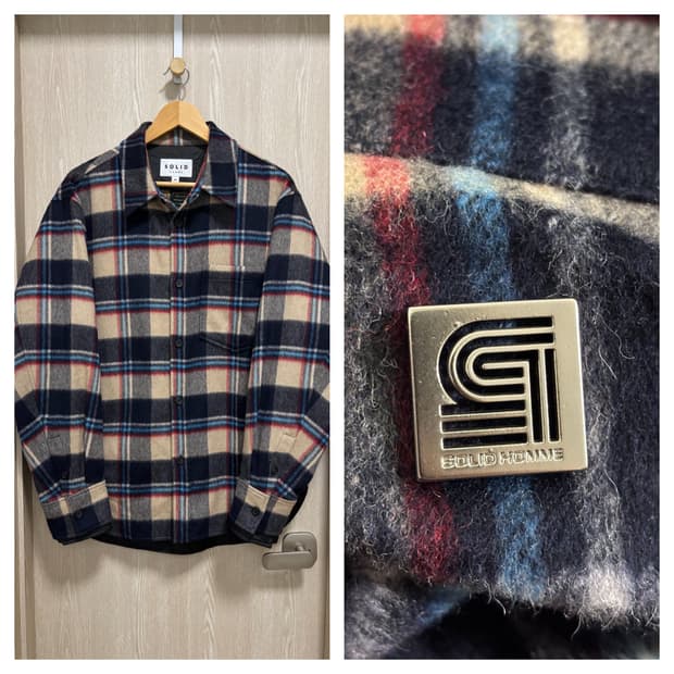 새상품급)솔리드옴므 울블렌드 퀼팅안감 오버핏 아우터셔츠자켓48