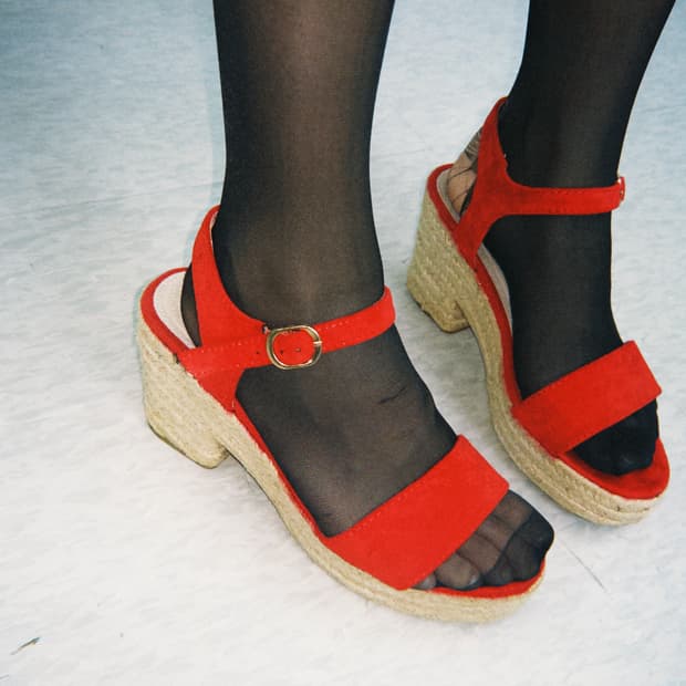 빈티지 레드 웨지힐 샌들