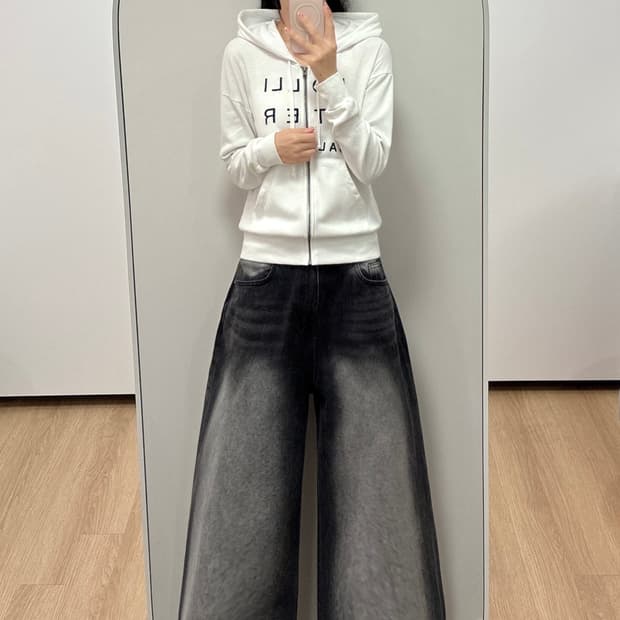 홀리스터 자수로고 화이트 후드집업
