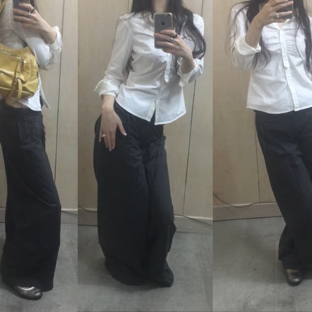 [직수입] 빈티지 와이드 팬츠 차콜 블랙