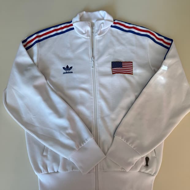 (110)아디다스 흰색 미국 국기 트랙탑