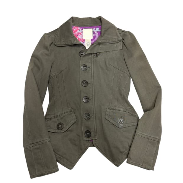 디젤 00's 아카이브 카키 브라운 퍼프 숄더 y2k 빈티지 자켓