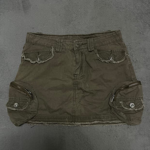 빅포켓 카고 스커트 그런지 브라운