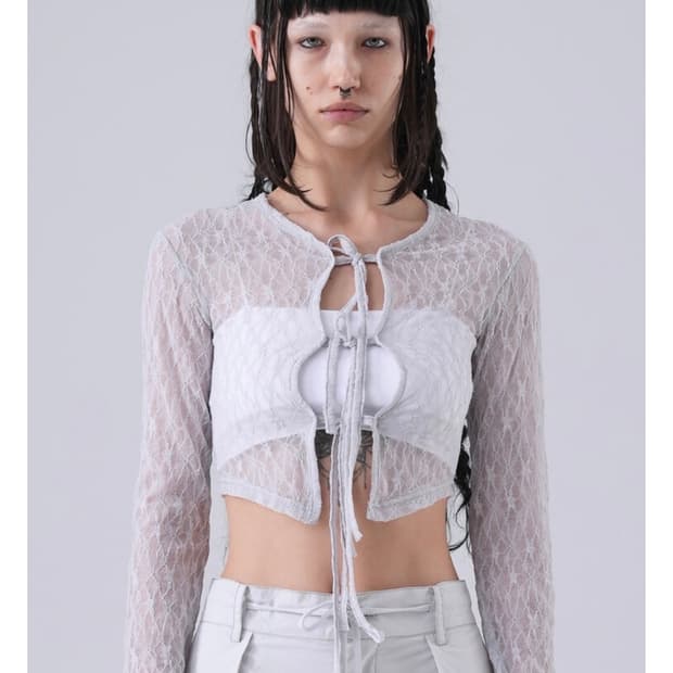 Lace strap top_light grey