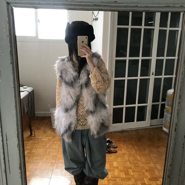 vintage eco fur vest
