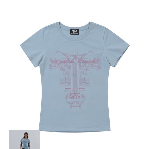 wellbeing express flower tattoo tee blue