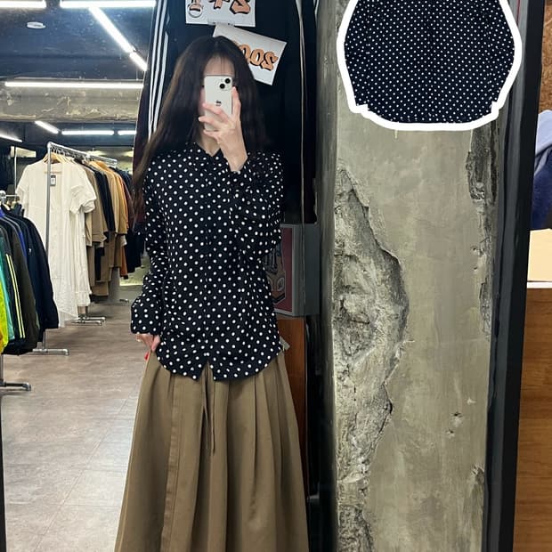 빈티지 도트 블라우스 블랙 #csz3656