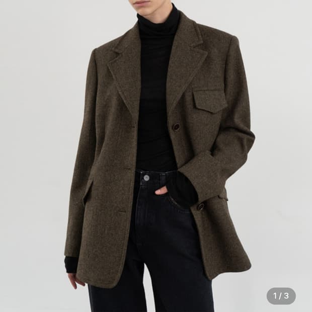 정가 278,200원) LE 울 헤링본 오버핏 자켓 카키