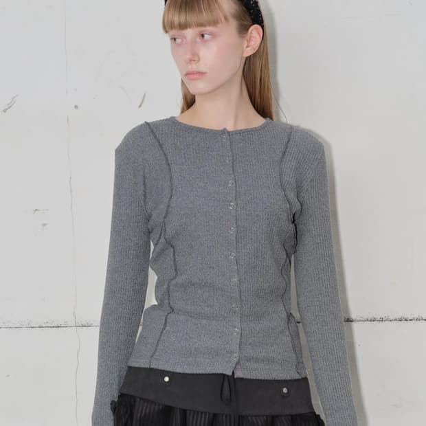 품절제품) 타입서비스 Ribbed Riffle Cardigan [Char