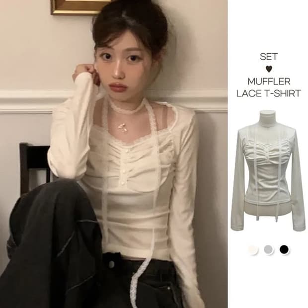 에이블리 쉬인 블랙 셔링 콩단추 긴팔 티셔츠