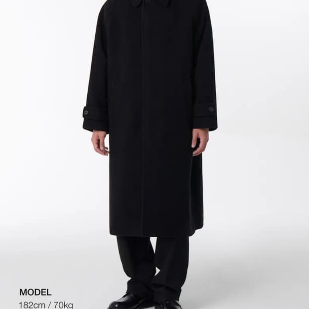 [새상품] 무신사스탠다드 오버사이즈 발마칸코트 블랙 L (정가26만원)