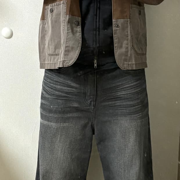 DNSR 와이드 플레어 데님 팬츠 블랙