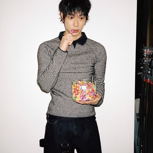 (새상품)(L) 나이스고스트클럽 스트라이프 카라 니트 BLACK 판매