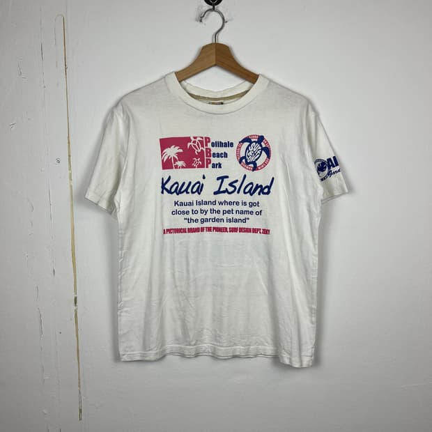 Hawaiian 화이트 프린팅 티셔츠 L