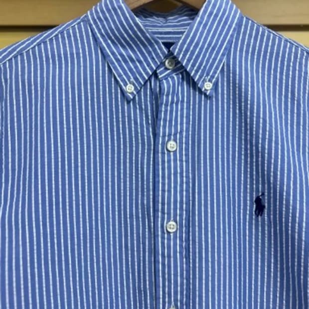 랄프로렌 남성 블루스트라이프 코튼긴팔셔츠