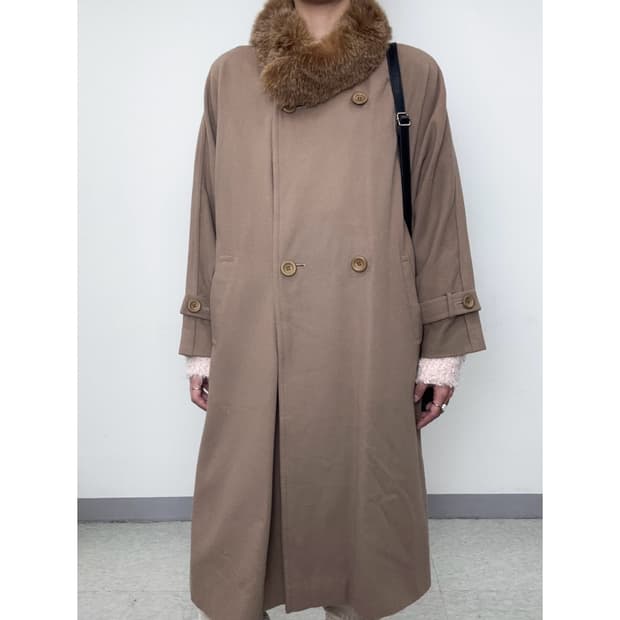 빈티지 브라운 더블 울 코트