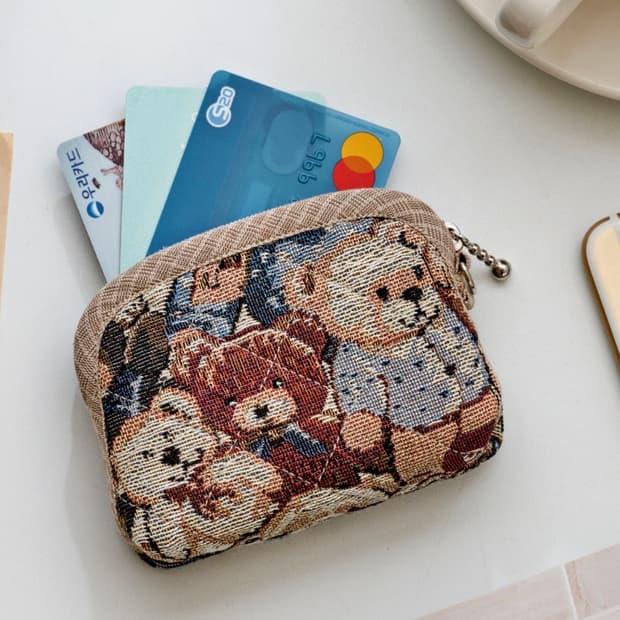 곰세마리 반지갑 곰 파우치