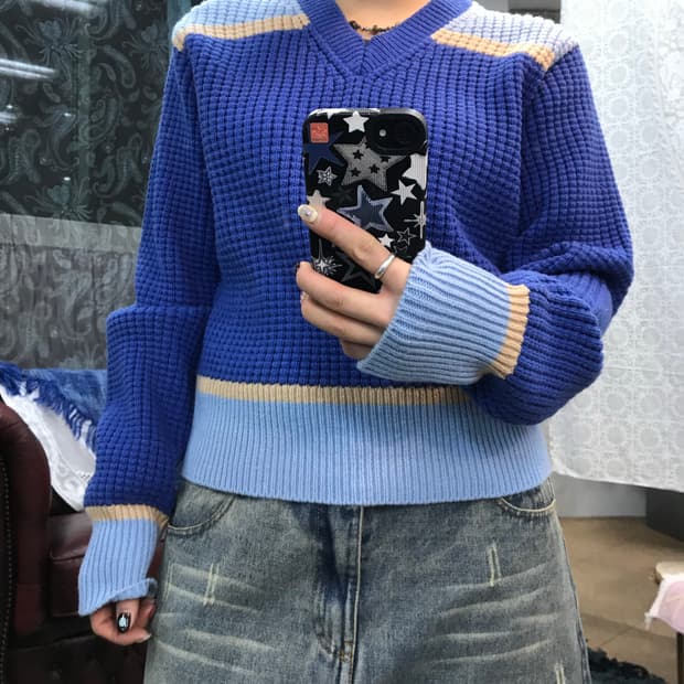 유니클로 마르니 여성 배색 니트 