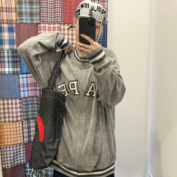 베이프 그레이 베이스볼 테리 집업